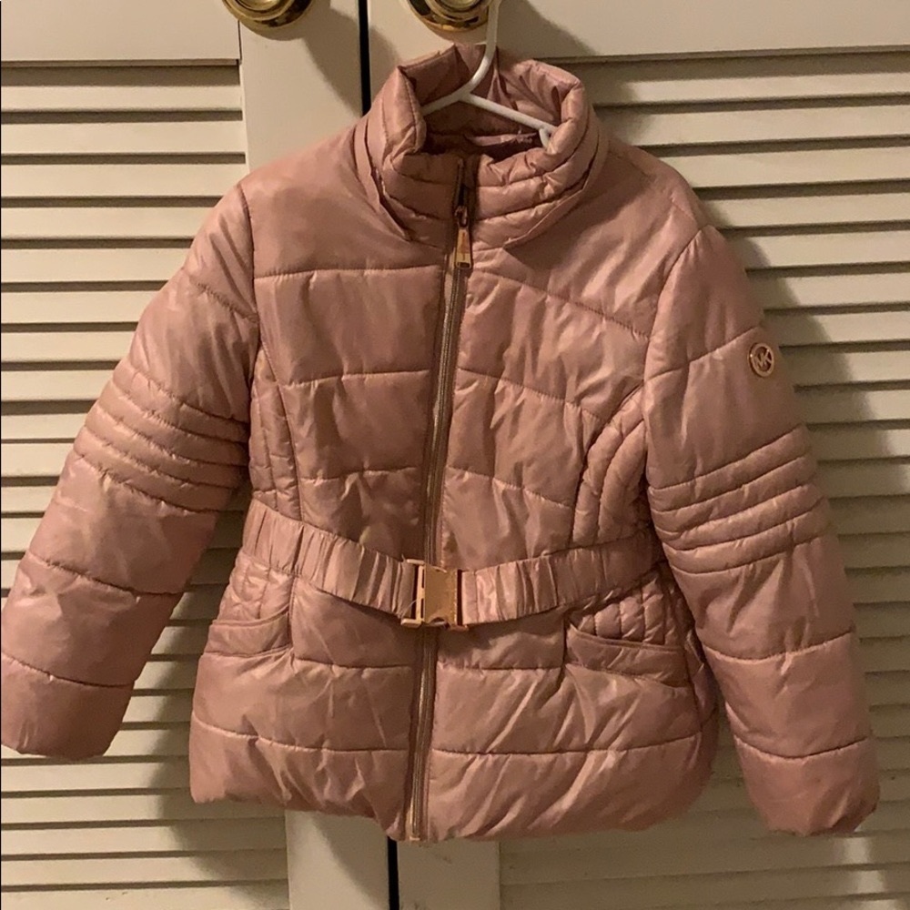 MK winter puffer coat with detachable fur hood